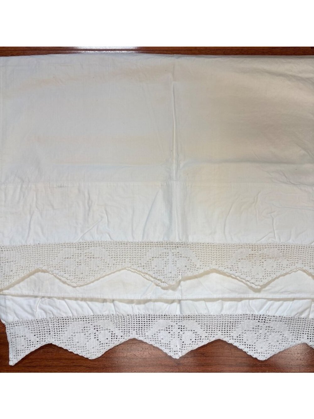 White Pillowcases Crochet Lace Edges Set Embroidered Details Vintage